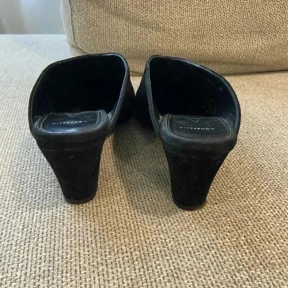 Aquatalia Olima Suede Waterproof Mules Black Size 8 - Picture 4 of 6